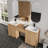 Vowar 72'' Free standing Double Bathroom Vanity With Resin Vanity Top and 24''Bathroom Wall Cabinet Storage