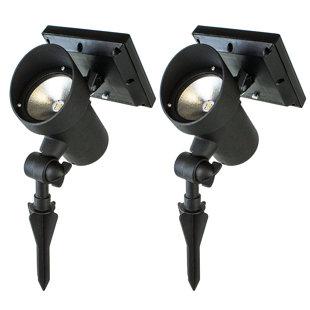 Black Low Voltage Battery Powered Integrated LED Metal Spotlight Pack (Set of 2)