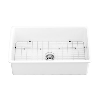 32" Ceramic Basin Sink - White, To Scratches For Kitchen Use With A Classic Look