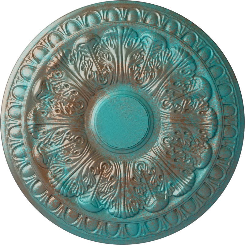Médaillon de plafond H 15,75 po x l 15,75 po x P 1,5 po Colton, Cuivre patiné de vert