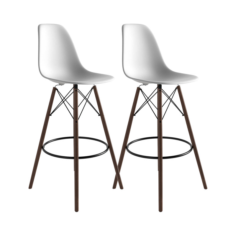 Tabouret de bar et de comptoir Jordan, Blanc/noyer, Tabouret de bar (siège d’une hauteur de 29,5 po
