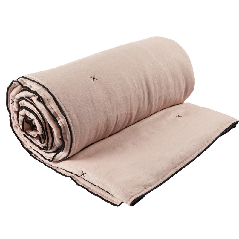 Dziedzic 100% Linen Solid Colour Bedspread, Grey