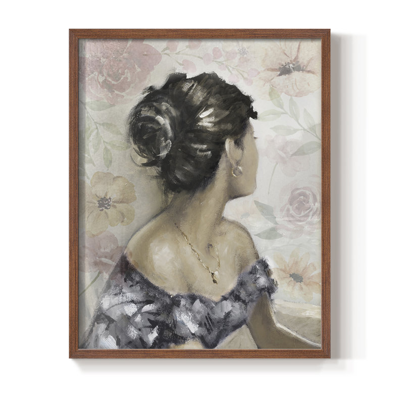 «Romantic Gaze», reproduction encadrée - bois massif, H 30 po x l 24 po, Noyer