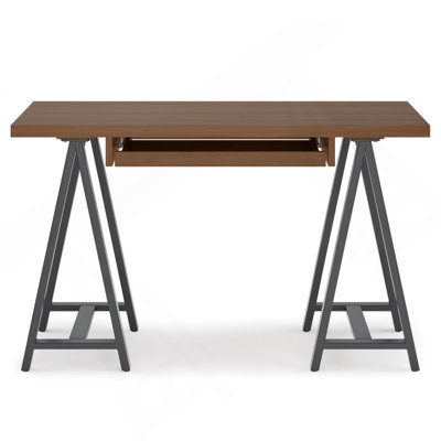 Sawhorse -  Walnut Veneer And Metal Small Desk - Walnut