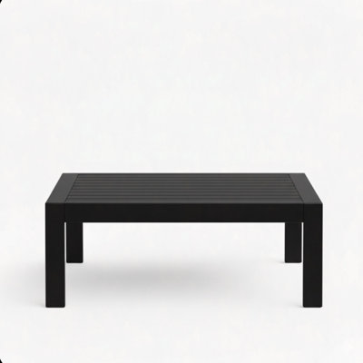 43" X 24" All-Weather Metal Outdoor Coffee Table With Wood-Look Top And Frame