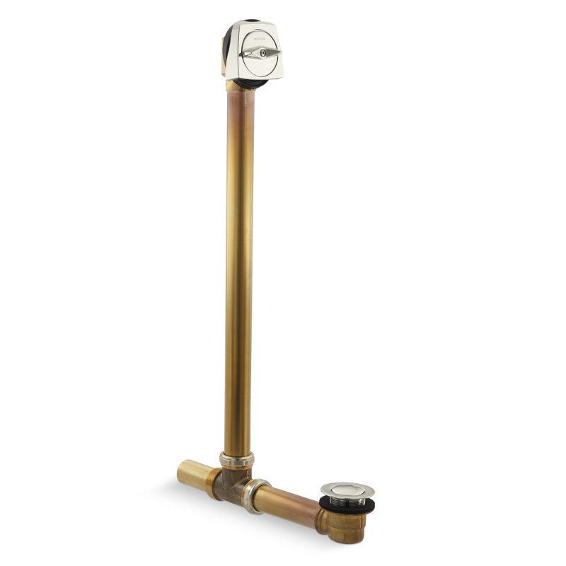 Clearflo Leg Tub Drain with Overflow, Vibrant Polished Nickel