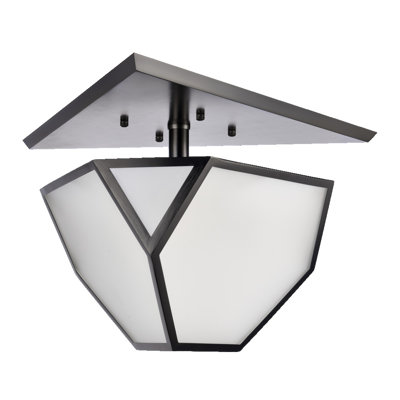 3-Light 21" Architectural Glass Semi-Flush Mount
