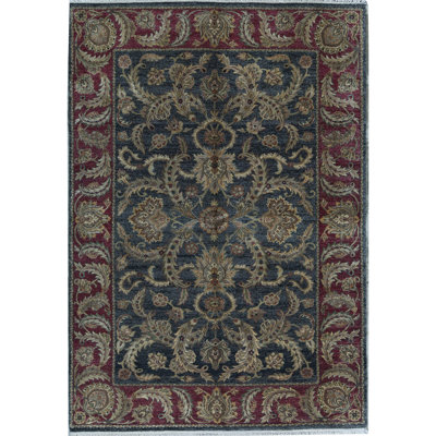 Tapis noir et rouge de haute qualité noué à la main