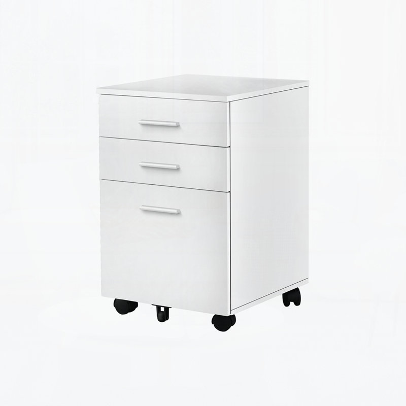 Classeur, mobile à roulettes, tiroirs de rangement, support d'imprimante, bureau, Blanc