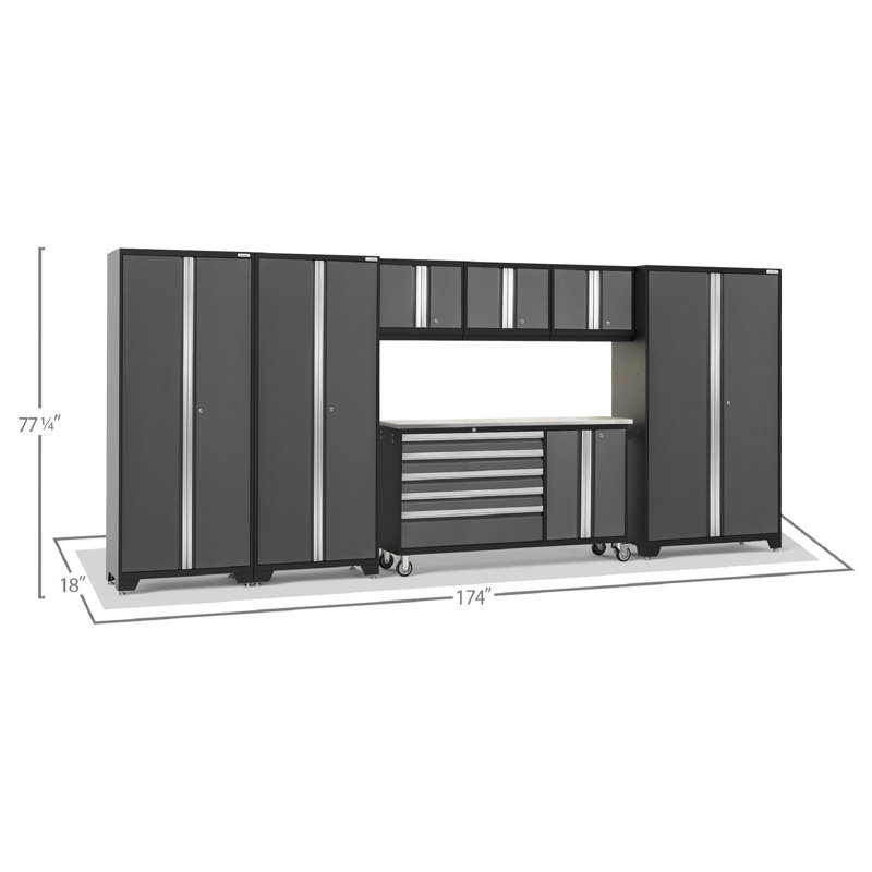 Bold Series 7 Piece Complete Garage Storage System, Bamboo, Gray, No