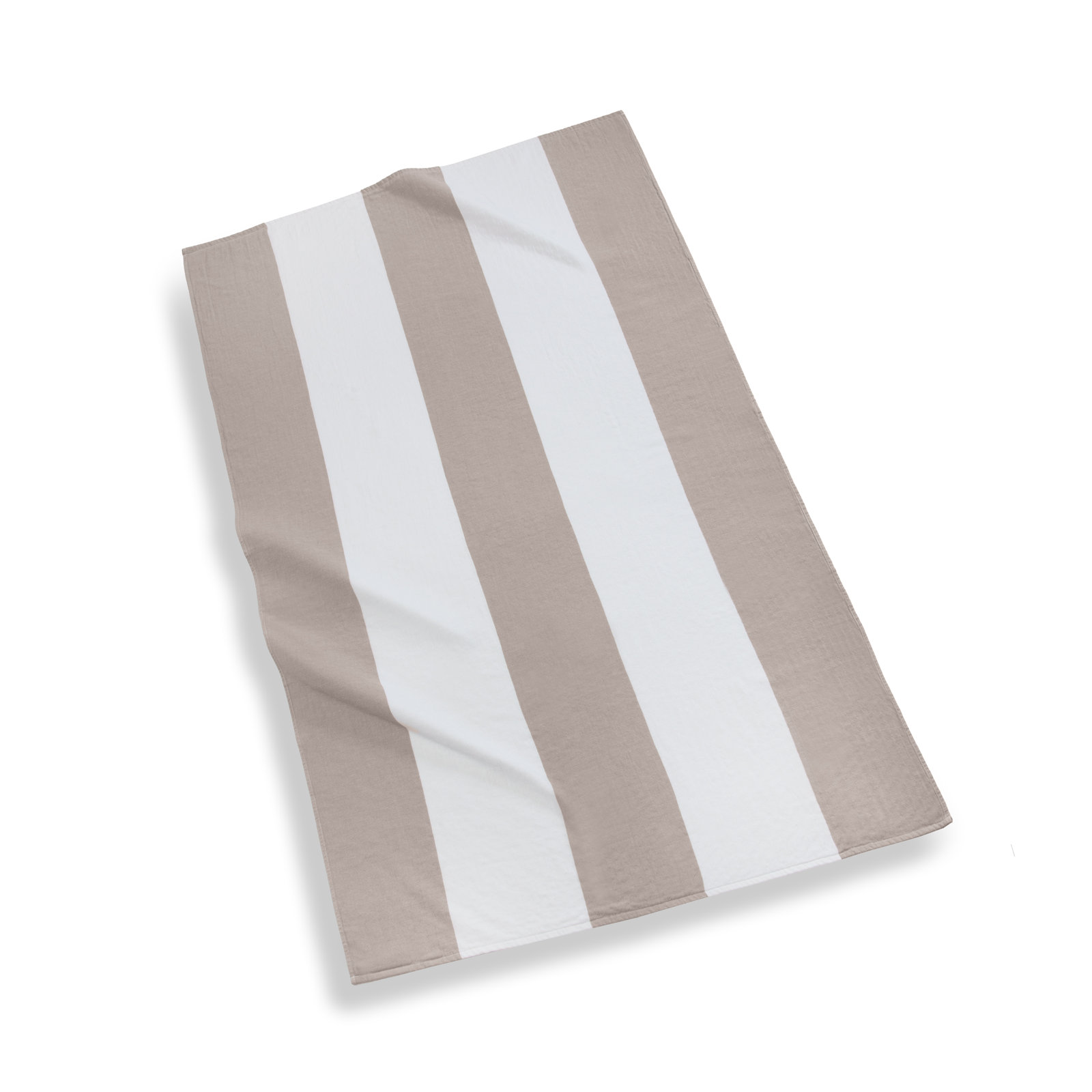 Striped Cotton Beach Towel, Linen/White