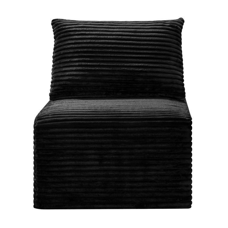 Canapé modulaire à compression noir en velours côtelé, fauteuil d'appoint sans pieds pour chambre à coucher