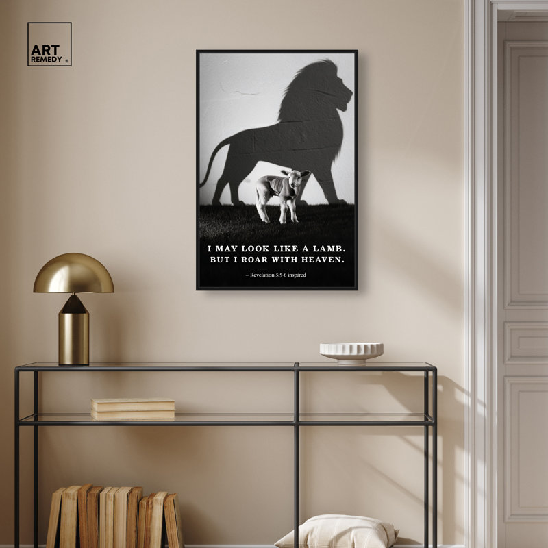  Art mural Roar with Heaven, 31"H x 21"W, Cadre noir