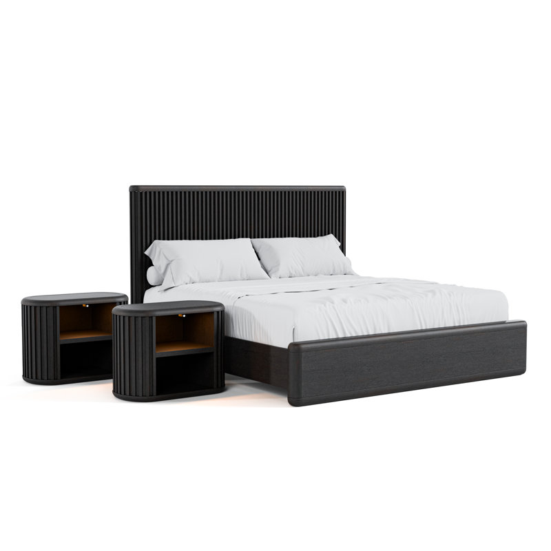 Ensemble de chambre à coucher Anatolja, Grand, Trois pièces : lit, 2 tables de chevet
