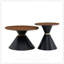 Ensemble de 2 tables basses rondes à la mode, comptoir texturé avec base en métal stable pour le salon et la chambre à coucher