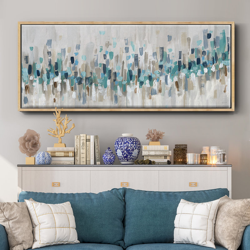 Blue Staccato- Framed Canvas