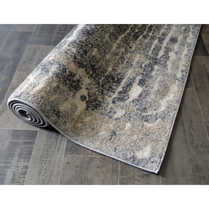 Tapis abstrait gris Lavanna, Rectangle 7 pi 10 po x 9 pi 10 po