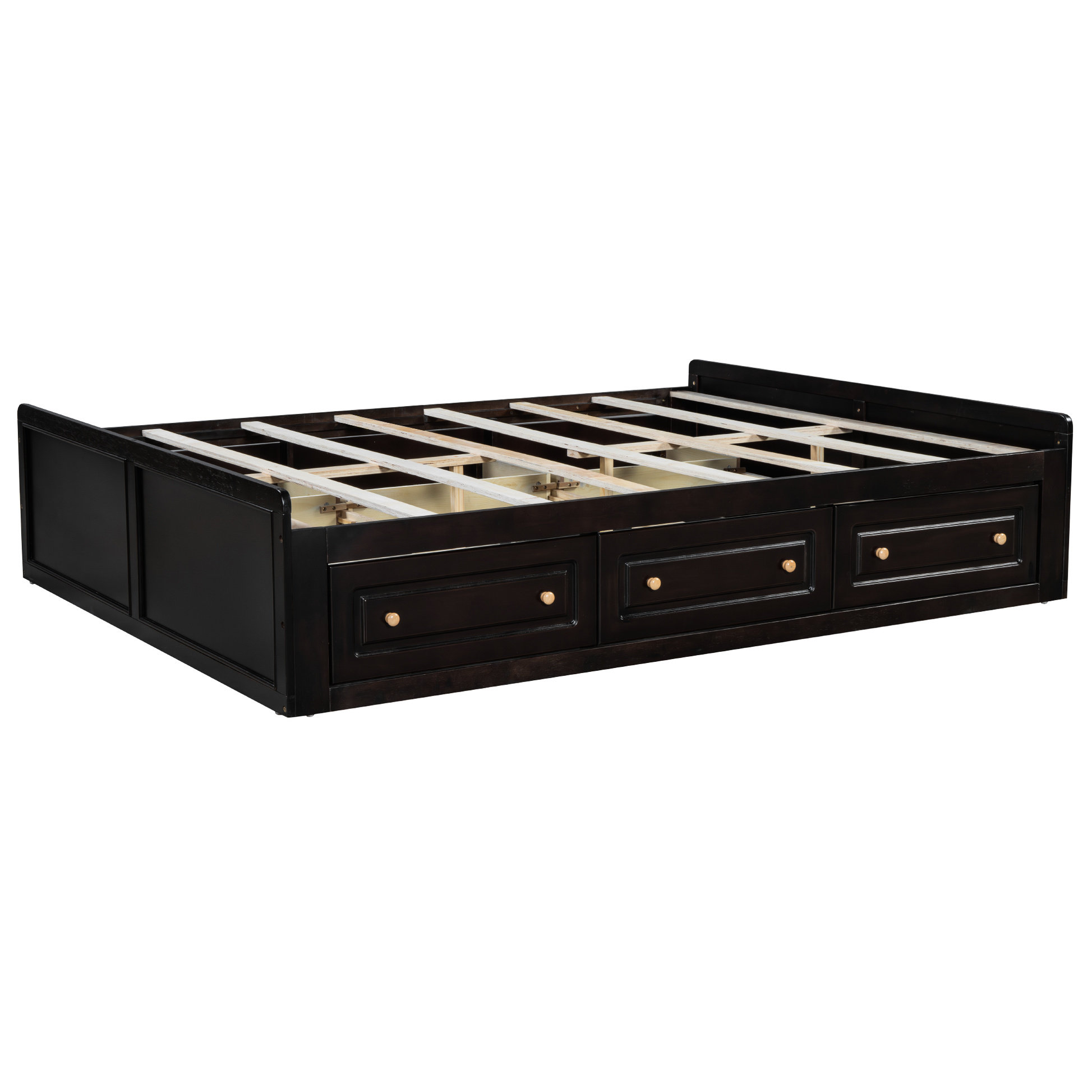 Latitude Run® Queen Bed Frame With Wood Support Platform 6 Drawers For ...