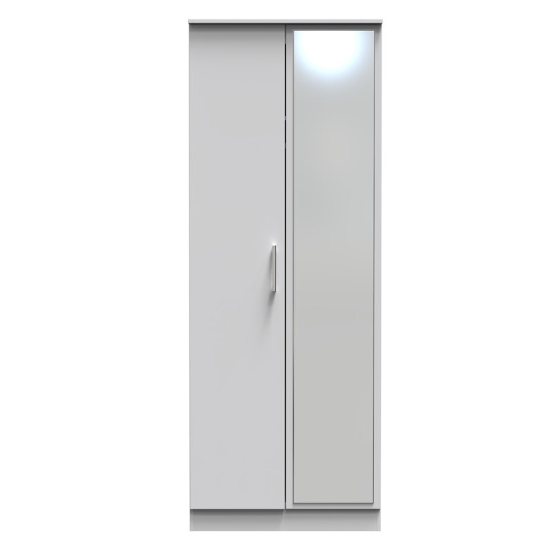 Beraud Tall 2 Door Mirrored Robe, Grey Matt