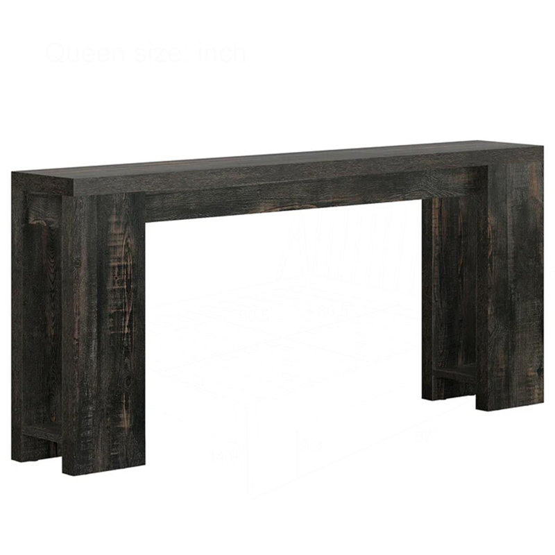 Modern Sofa Table, Black, 33.49" H x 70.92" W x 11.62" D