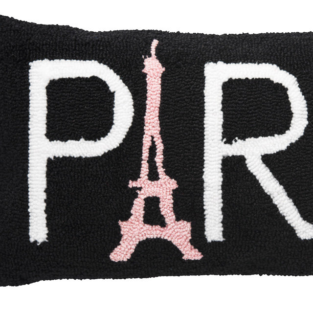 Paris Black and White Hooked Throw Pillow