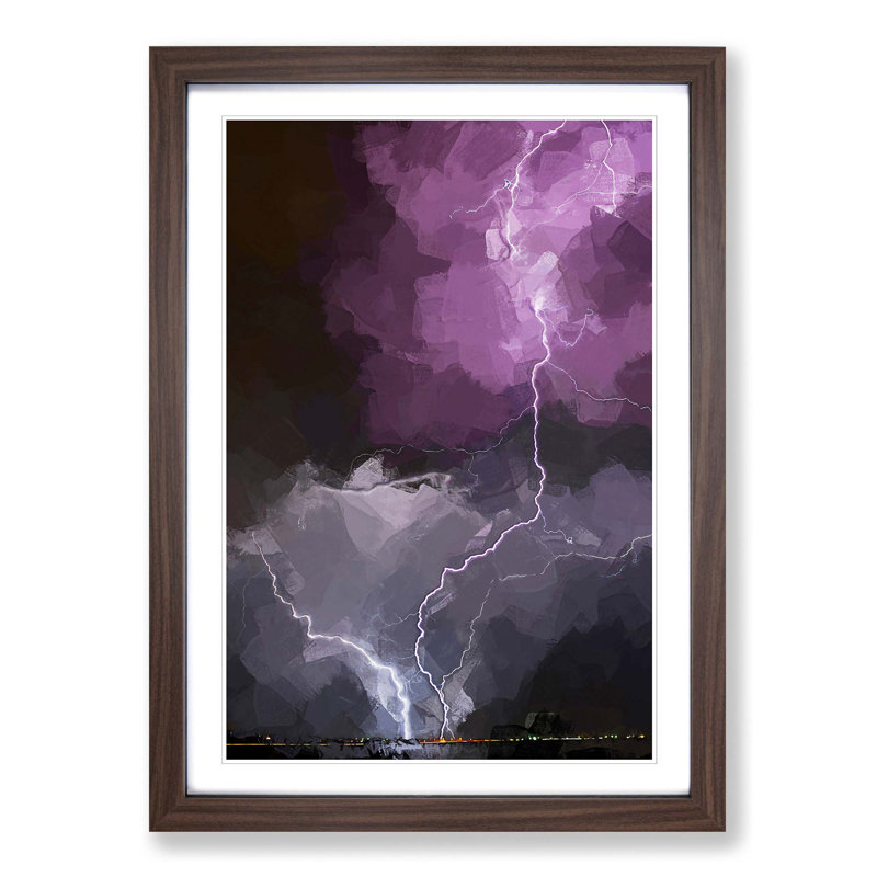Lightning over Colorado Springs in Abstract - Picture Frame Graphic Art Print, Walnut Framed, 36cm H x 27cm W x 2cm D
