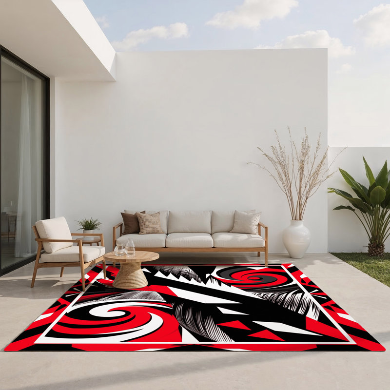 Tapis intérieur et extérieur Crimson Cascade, Rectangle 1 pi 6 po x 2 pi 6 po