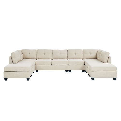 Beachcrest Home Bercut 8 - Piece Upholstered Sectional & Reviews | Wayfair