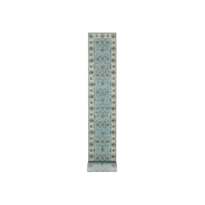 Tapis de couloir Shah Abbas XL en laine pure bleu céruléen 2 pi 6 po x 25 pi 8 po 7F2FFB5FBFFA4000851BEC098677D842