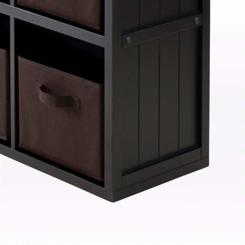 Étagère noire 9 pièces Anjalika avec 8 paniers en tissu pliables, H 53,11 po x l 25,63 po x P 11,81 po