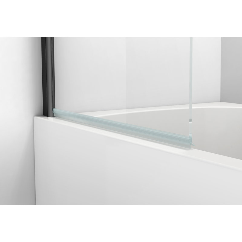 34'' W x 58'' H Pivot Tub Shower Door with Clear  Tempered Glass, Matte Black