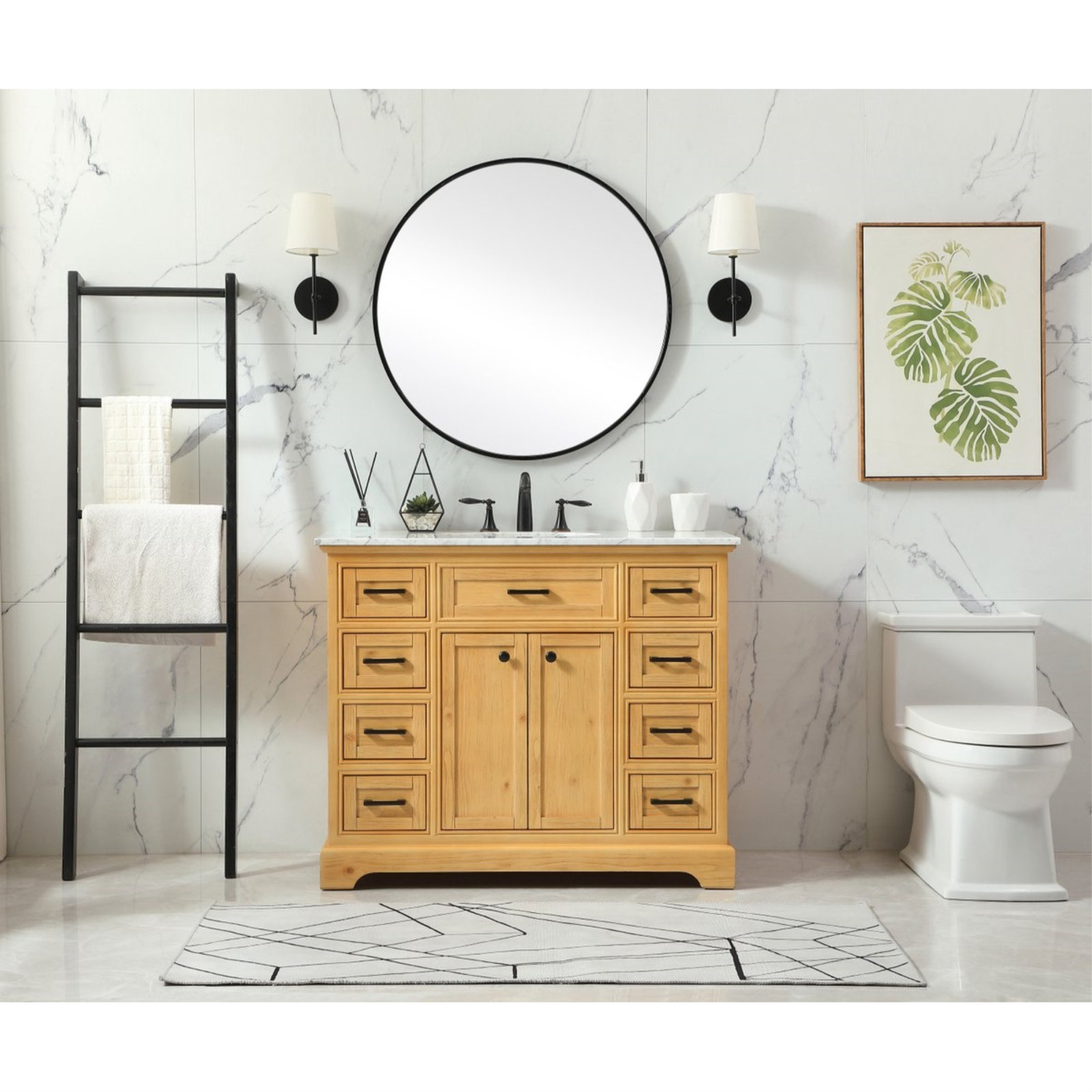 Hermes 42" Single Bathroom Vanity Set, Dark Brown