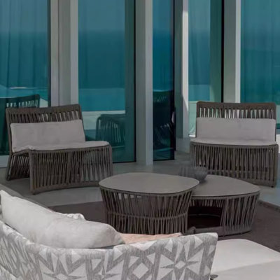 Breayna Rope 2 - Person Patio Conversation Set with Cushions