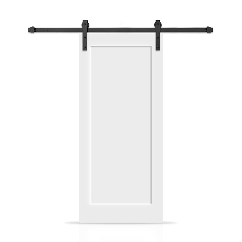 1 Panel Shaker Composite Modern Interior Sliding Barn Door with Hardware Kit, 42" x 84", White
