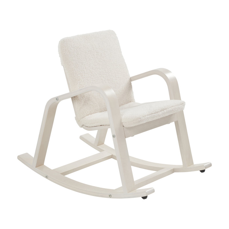 Chaise berçante avec accoudoirs et coussin ECR4Kids, Blanc délavé