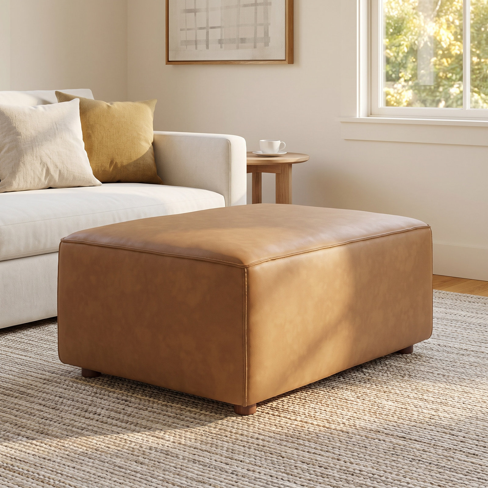 Foley Upholstered Ottoman, Tan