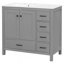 Meuble-lavabo gris 36 po avec lavabo en céramique, armoire de rangement abondante, 2 portes à fermeture douce et 5 tiroirs-1619769105