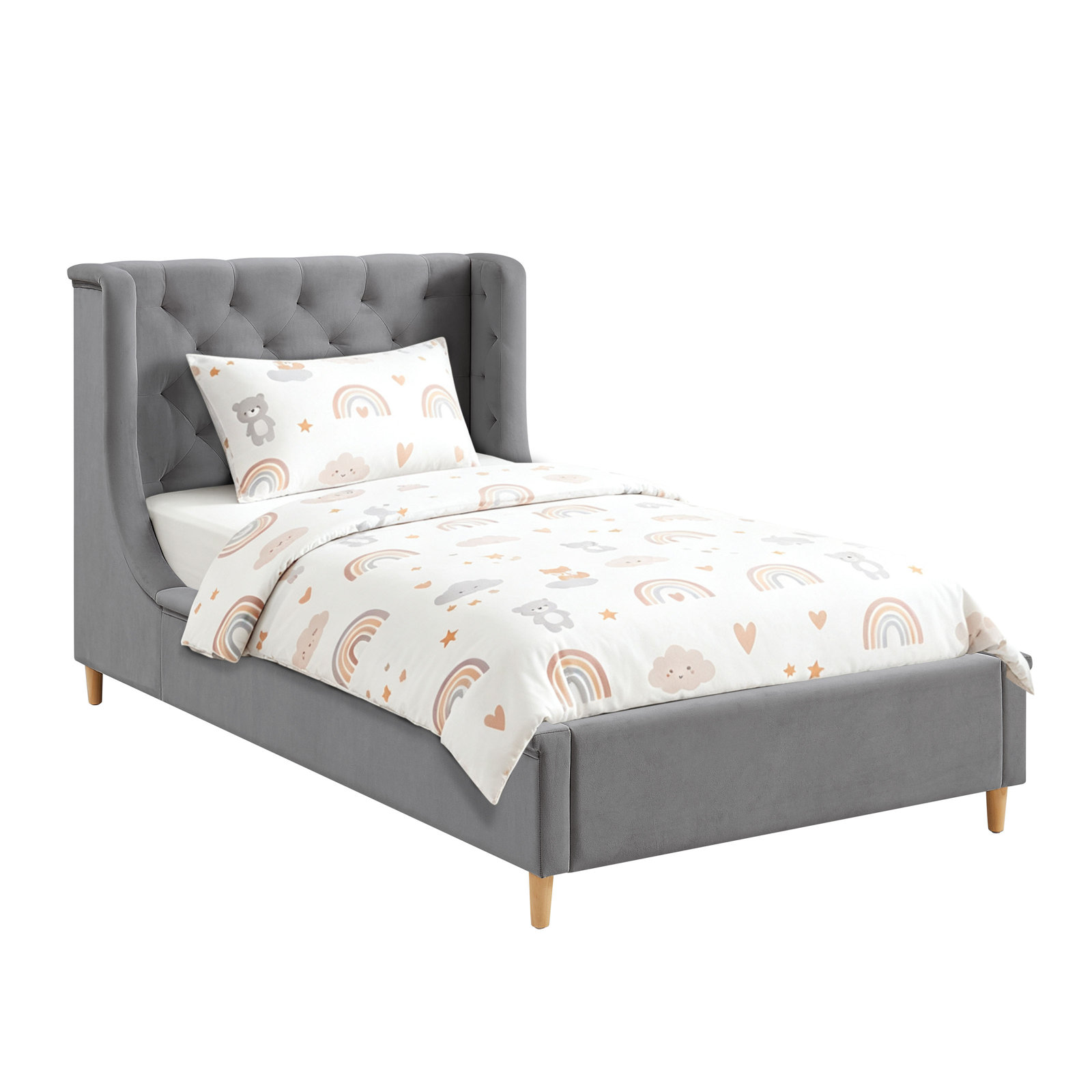 Ambrosia Full Platform Bed, Gray, Twin