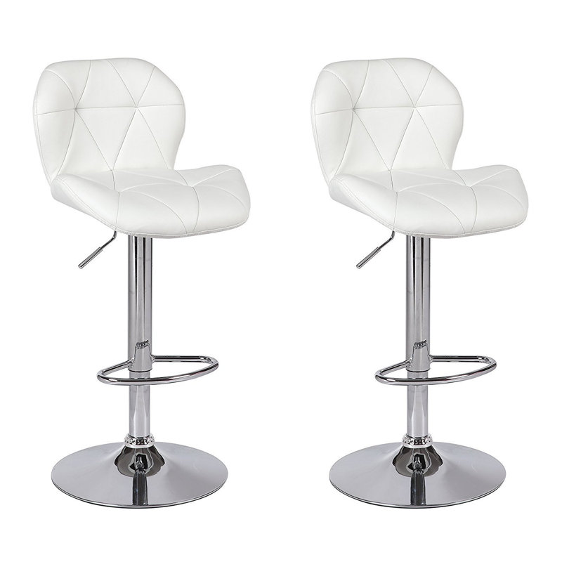 Tabouret de bar pivotant à hauteur réglable Beckwith, Blanc