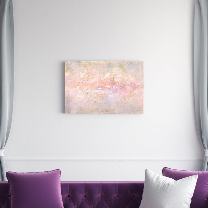 À travers le brouillard rosé et doré, H 20 po x l 30 po x P 1,25 po, Impression sans cadre, Sans cadre
