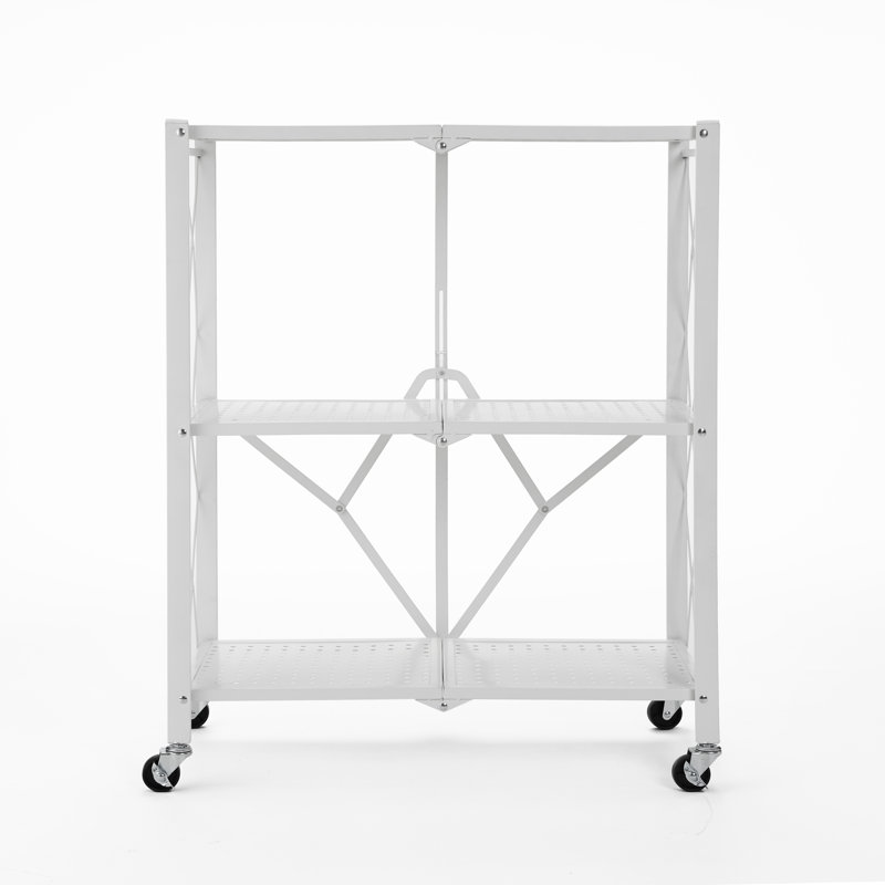 Étagère de rangement pliante en métal 33,85 "H x 27", Blanc