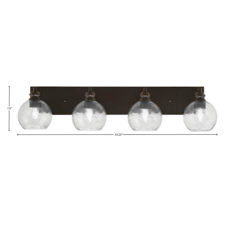 Barre d'éclairage de salle de bain 4 lumières avec verre 5,75 po Edge, Espresso, Fumée