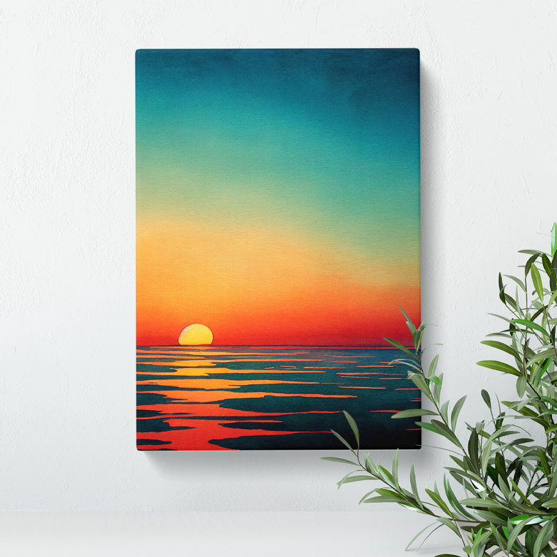 Watercolour Ocean Sunset No.7 - Wrapped Canvas, 50cm H x 35cm W x 3cm D