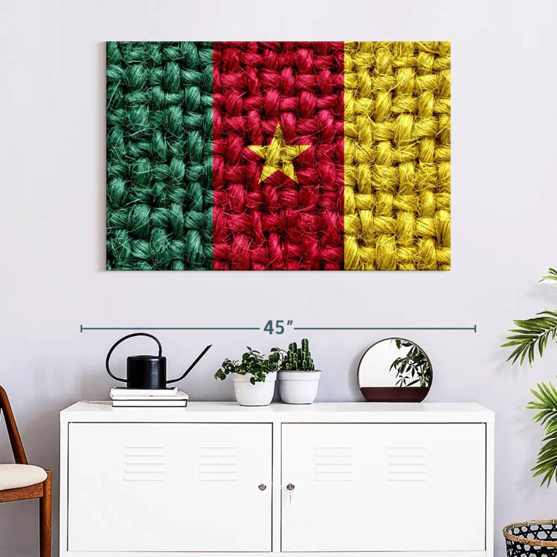 Borges Straw Weave Cameroon Flag, 26" H x 39" W