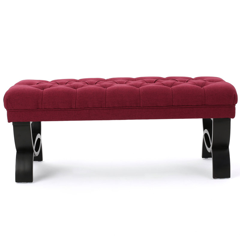 Chic Red Fabric With Diamond Stitching And Stylish Half-Circle Legs Stunning Modern Design Classic Button Tufting