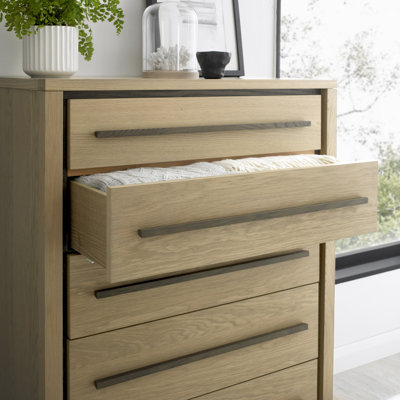 Boutell Solid Wood 85cm W 5 - Drawer Chest of Drawers