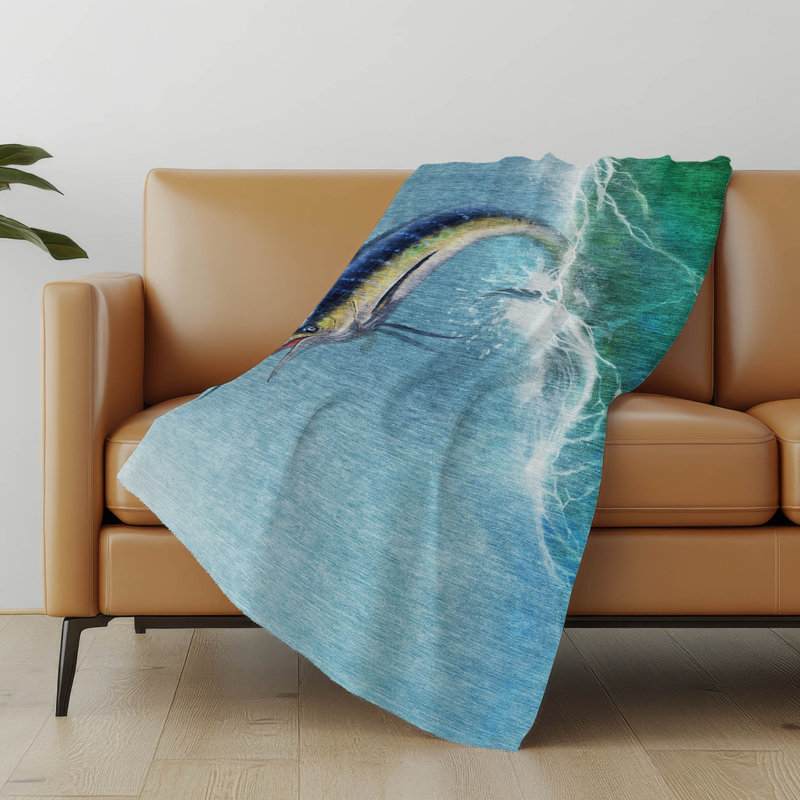 Addison Machine Washable Sherpa Sailfish Throw Blanket
