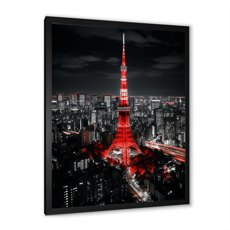 Décoration murale magnifique paysage urbain de Tokyo II - paysages urbains, H 20 po x l 12 po x P 1 po, Cadre photo noir