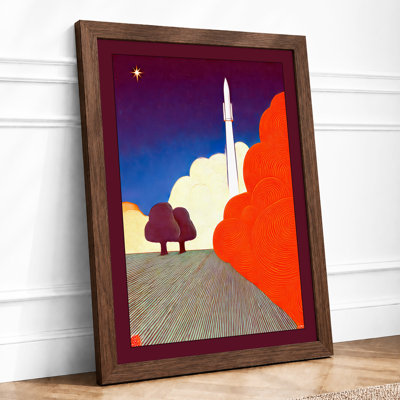 Turtle and Rocket Retro 1 Piece Single Picture Frame Wall Art