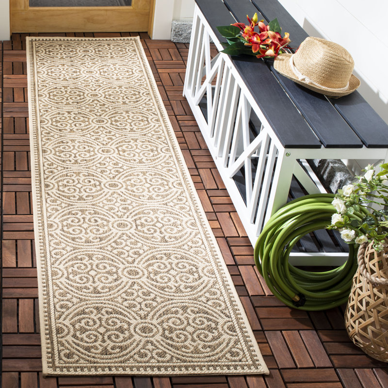 Tapis d'intérieur / extérieur à motif géométrique Frankee Performance, Tapis de couloir 2 pi 2 po x 10 pi